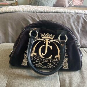 Juicy Couture Navy Bowling Bag Velour Handbag